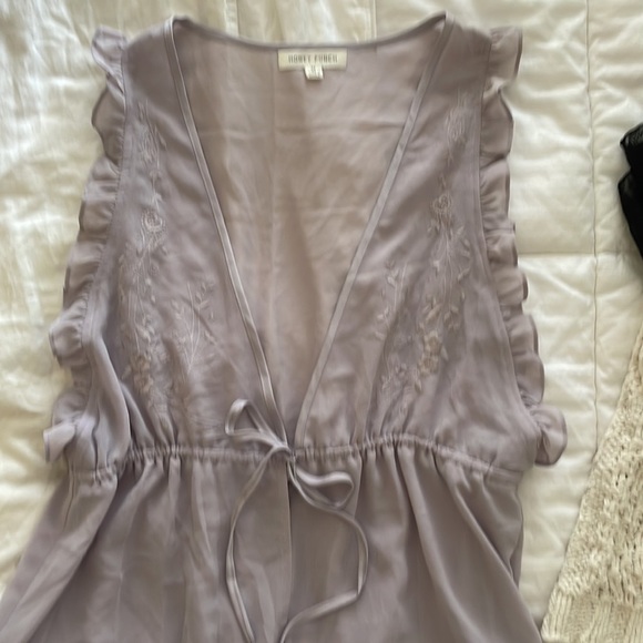 Honey Punch Sheer Lilac Blouse with Front Tie - Picture 2 of 4